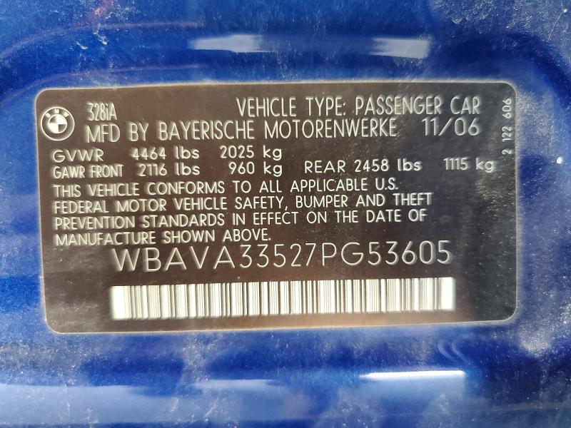 Продажа на аукционе авто 2007 Bmw 328, vin: WBAVA33527PG53605, номер лота: 65658796