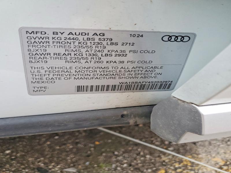Aukcja sprzedaży 2025 Audi Q5, vin: WA1BBAFY4S2032974, numer aukcji: 63721206