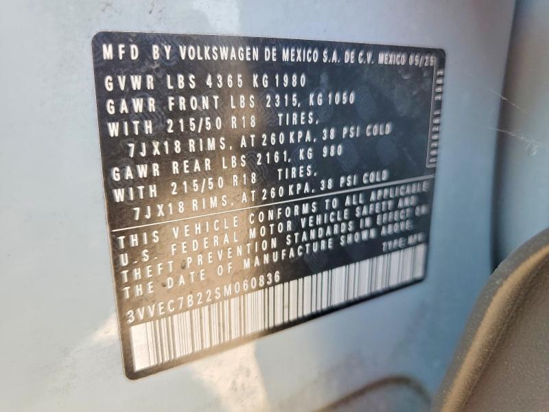 Aukcja sprzedaży 2025 Volkswagen Taos, vin: 3VVEC7B22SM060836, numer aukcji: 66569286