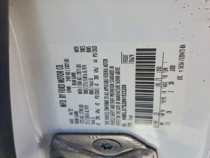 Продаж на аукціоні авто 2022 Ford Transit Connect, vin: NM0LS7S28N1533209, номер лоту: 66449566