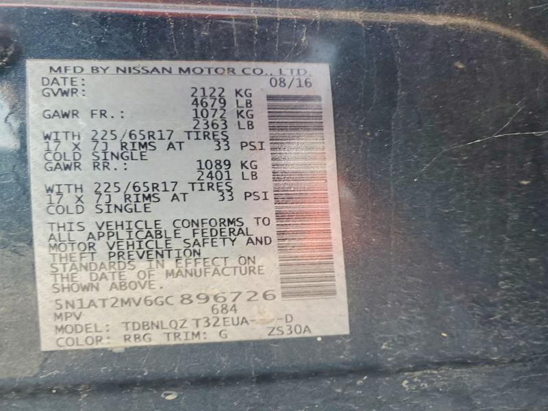 Продаж на аукціоні авто 2016 Nissan Rogue, vin: 5N1AT2MV6GC896726, номер лоту: 64786846