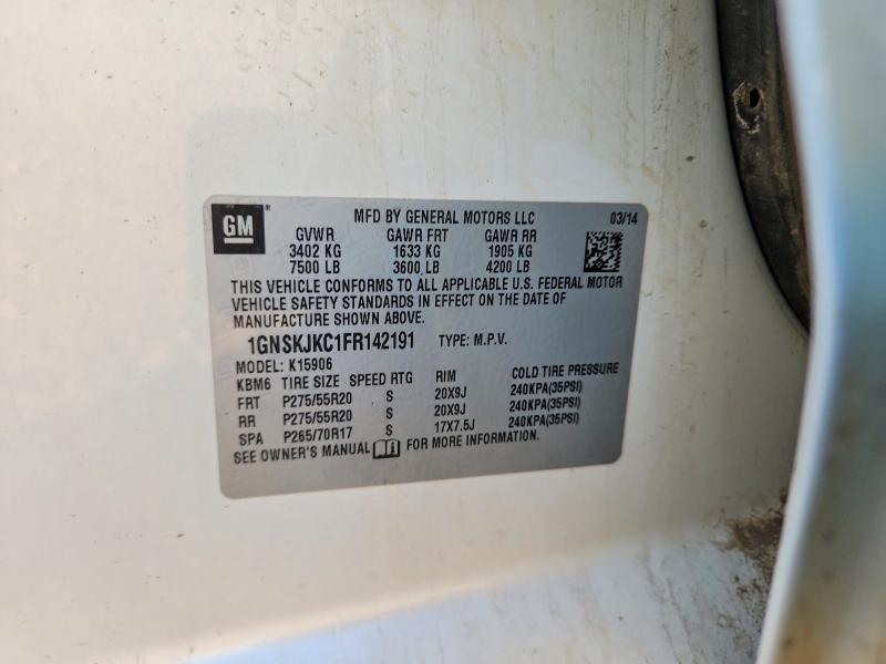 Aukcja sprzedaży 2015 Chevrolet Suburban, vin: 1GNSKJKC1FR142191, numer aukcji: 63425136