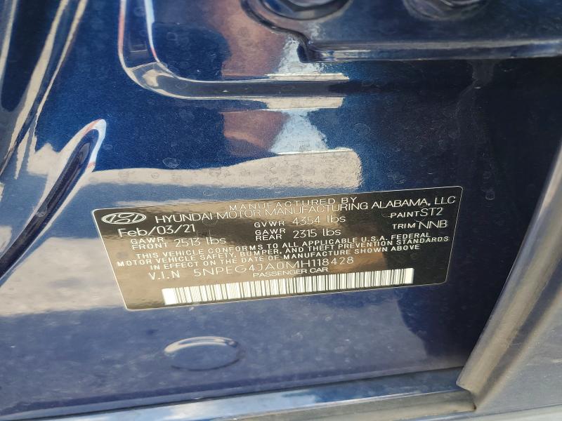 Продажа на аукционе авто 2021 Hyundai Sonata, vin: 5NPEG4JA0MH118428, номер лота: 65056076