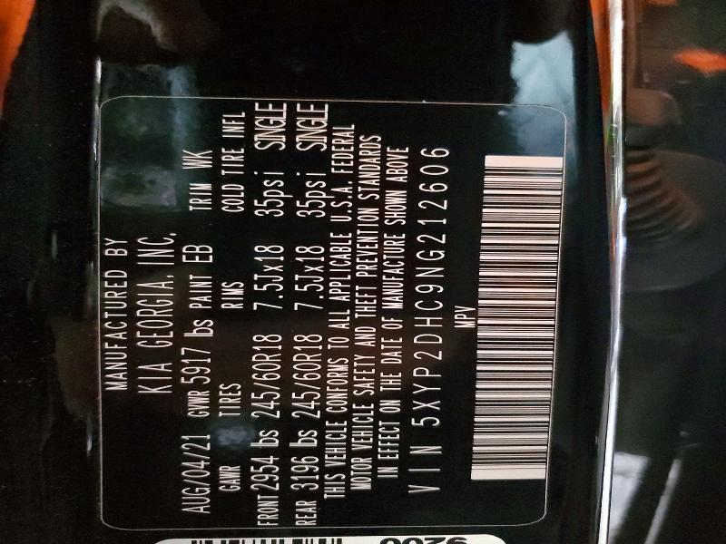 66236026 :رقم المزاد ، 5XYP2DHC9NG212606 vin ، 2022 Kia Telluride مزاد بيع