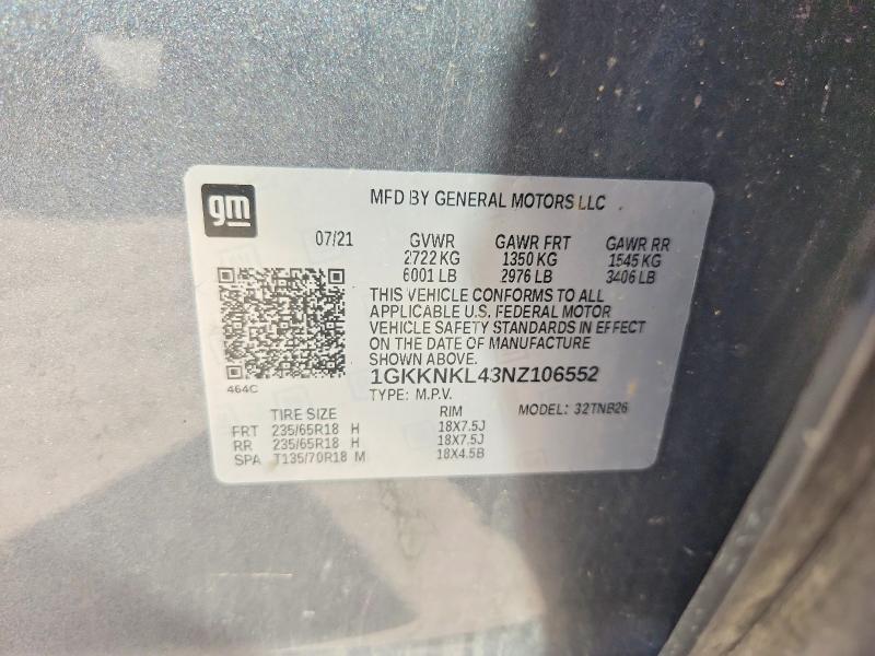Aukcja sprzedaży 2022 Gmc Acadia, vin: 1GKKNKL43NZ106552, numer aukcji: 65162936