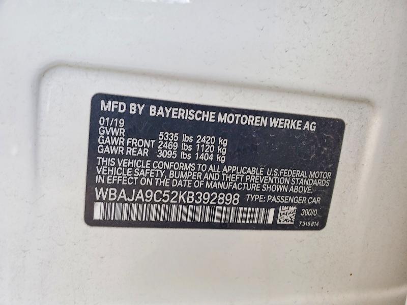 Продаж на аукціоні авто 2019 Bmw 530e, vin: WBAJA9C52KB392898, номер лоту: 67260996