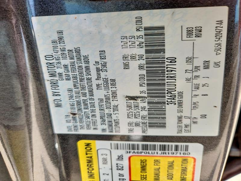 Auction sale of the 2018 Ford Fusion, vin: 3FA6P0LU1JR197160, lot number: 63498536