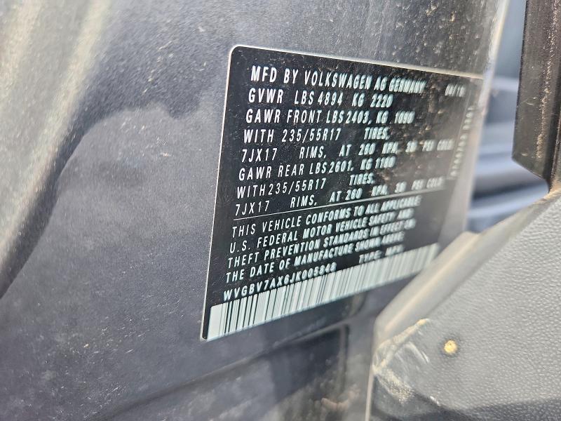 2018 Volkswagen Tiguan Limited მანქანა იყიდება აუქციონზე, vin: WVGBV7AX6JK005848, აუქციონის ნომერი: 66733716