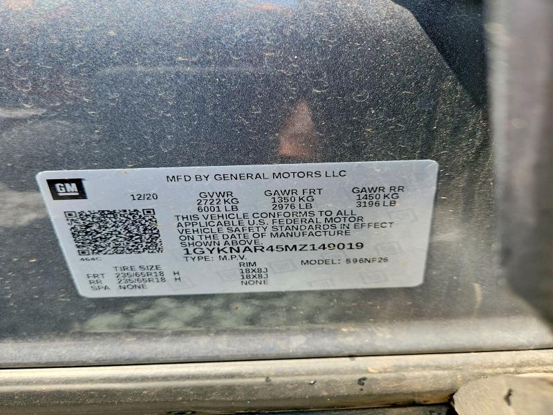 64950676 :رقم المزاد ، 1GYKNAR45MZ149019 vin ، 2021 Cadillac Xt5 مزاد بيع