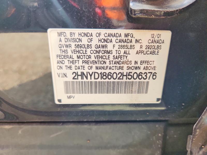 Aukcja sprzedaży 2002 Acura Mdx, vin: 2HNYD18602H506376, numer aukcji: 65524126