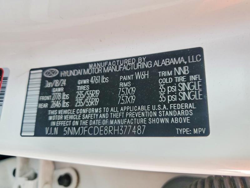 Продажа на аукционе авто 2024 Hyundai Tucson, vin: 5NMJFCDE8RH377487, номер лота: 66071906