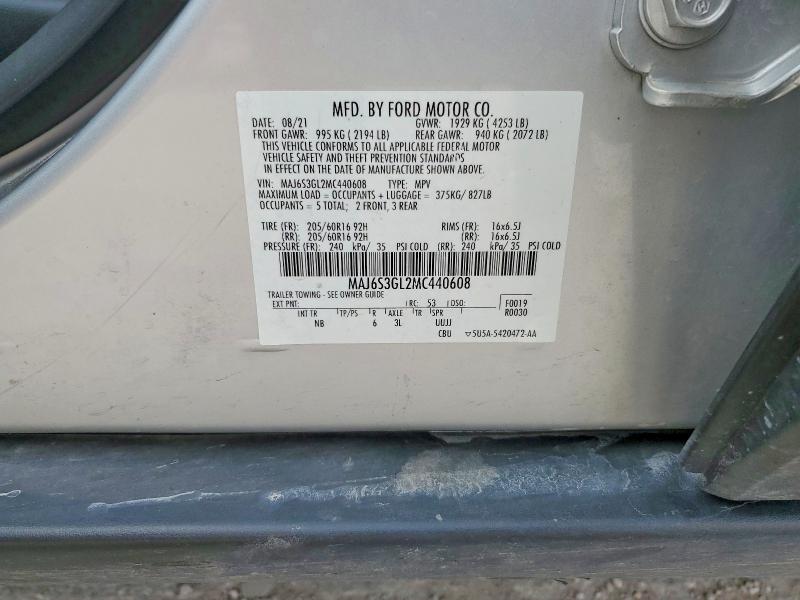 2021 Ford Ecosport მანქანა იყიდება აუქციონზე, vin: MAJ6S3GL2MC440608, აუქციონის ნომერი: 63800236