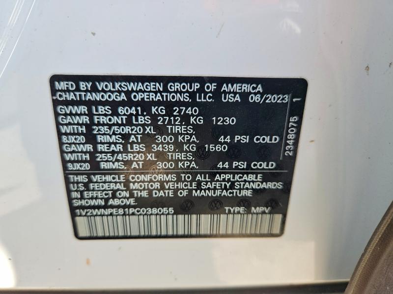 2023 Volkswagen Id.4 მანქანა იყიდება აუქციონზე, vin: 1V2WNPE81PC038055, აუქციონის ნომერი: 65024286