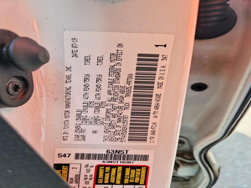 63765016 :رقم المزاد ، 5TFAX5GN2KX159787 vin ، 2019 Toyota Tacoma مزاد بيع