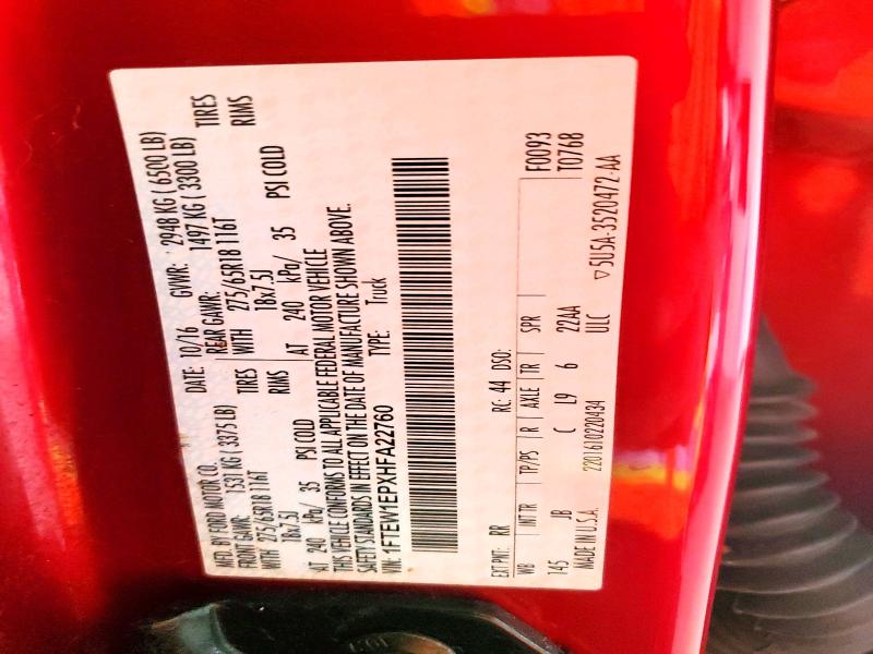 Aukcja sprzedaży 2017 Ford F150, vin: 1FTEW1EPXHFA22760, numer aukcji: 63546926