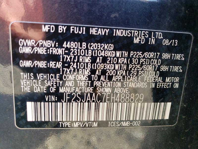 Продажа на аукционе авто 2014 Subaru Forester, vin: JF2SJAAC7EH488829, номер лота: 62885256