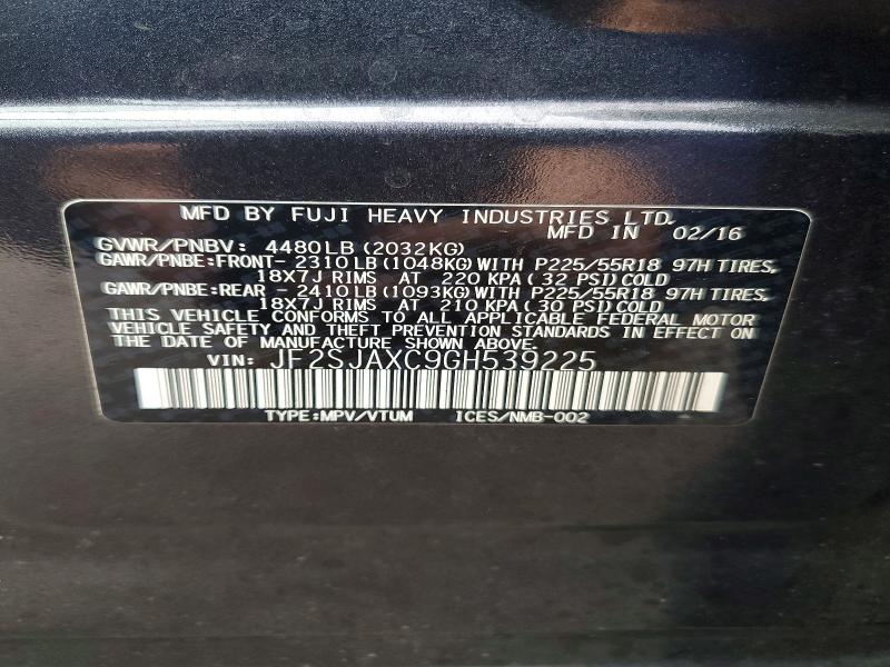 Продаж на аукціоні авто 2016 Subaru Forester, vin: JF2SJAXC9GH539225, номер лоту: 63770686