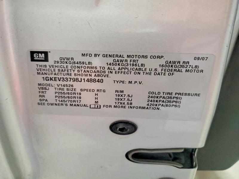 Aukcja sprzedaży 2008 Gmc Acadia, vin: 1GKEV33798J148840, numer aukcji: 65167186