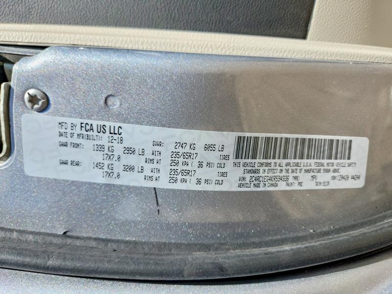 2019 Chrysler Pacifica მანქანა იყიდება აუქციონზე, vin: 2C4RC1EG4KR594336, აუქციონის ნომერი: 65883946