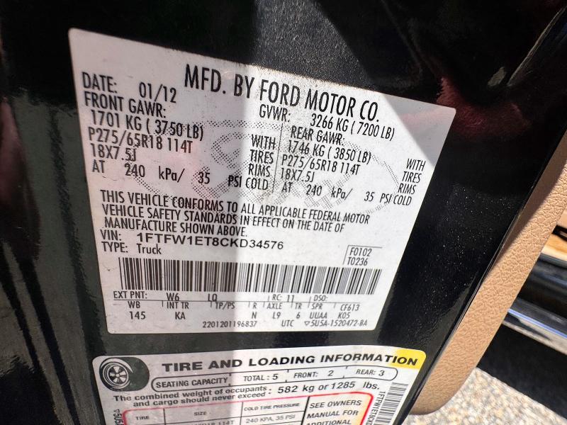 Aukcja sprzedaży 2012 Ford F150, vin: 1FTFW1ET8CKD34576, numer aukcji: 64505906