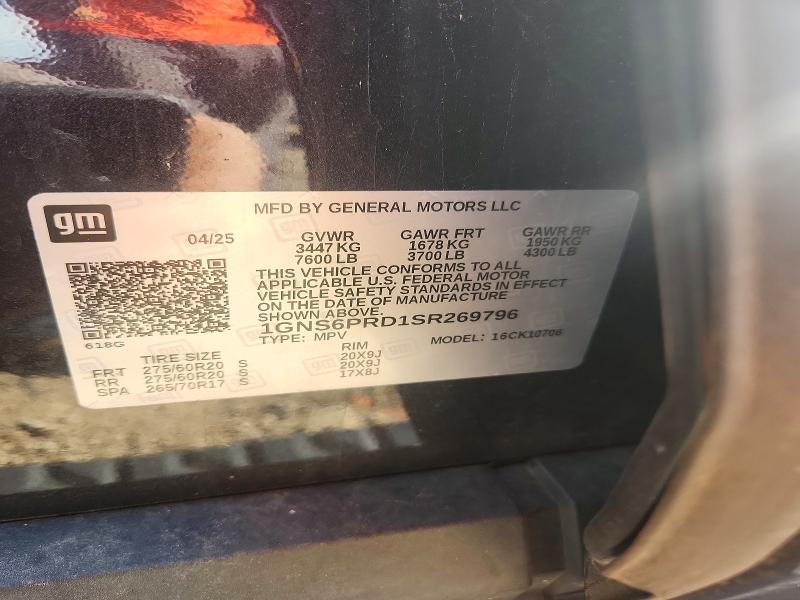 64192566 :رقم المزاد ، 1GNS6PRD1SR269796 vin ، 2025 Chevrolet Tahoe مزاد بيع