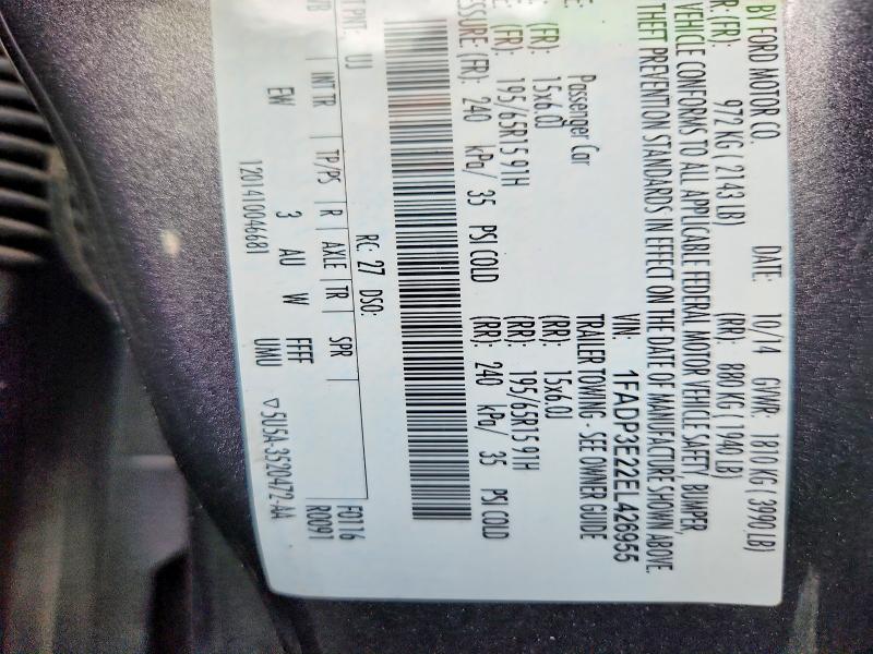 Продажа на аукционе авто 2014 Ford Focus, vin: 1FADP3E22EL426955, номер лота: 65201976