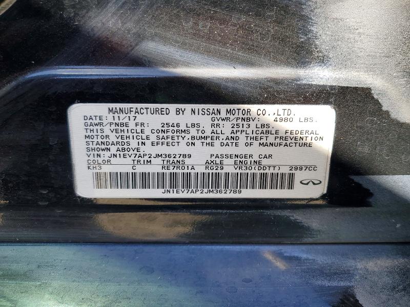 2018 Infiniti Q50 მანქანა იყიდება აუქციონზე, vin: JN1EV7AP2JM362789, აუქციონის ნომერი: 64140446