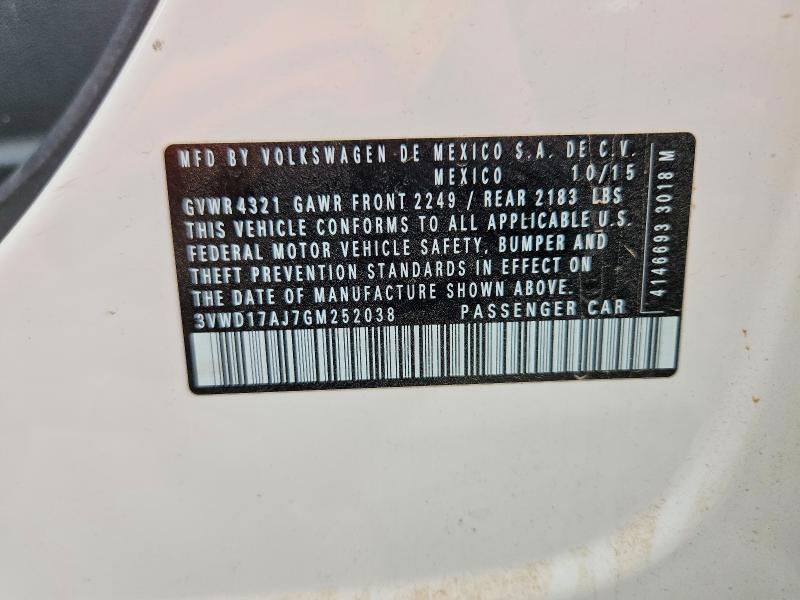 63514566 :رقم المزاد ، 3VWD17AJ7GM252038 vin ، 2016 Volkswagen Jetta مزاد بيع