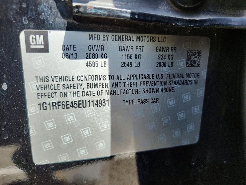 2014 Chevrolet Volt მანქანა იყიდება აუქციონზე, vin: 1G1RF6E45EU114931, აუქციონის ნომერი: 66433056