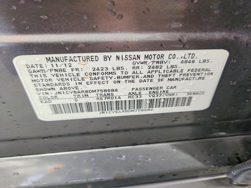 62686696 :رقم المزاد ، JN1CV6AR8DM758684 vin ، 2013 Infiniti G37 Sedan مزاد بيع