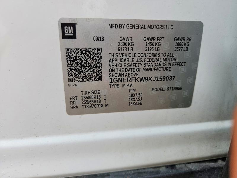 65326316 :رقم المزاد ، 1GNERFKW9KJ159037 vin ، 2019 Chevrolet Traverse مزاد بيع