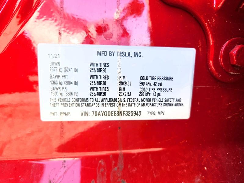 Продаж на аукціоні авто 2022 Tesla Model Y, vin: 7SAYGDEE8NF325940, номер лоту: 65267066