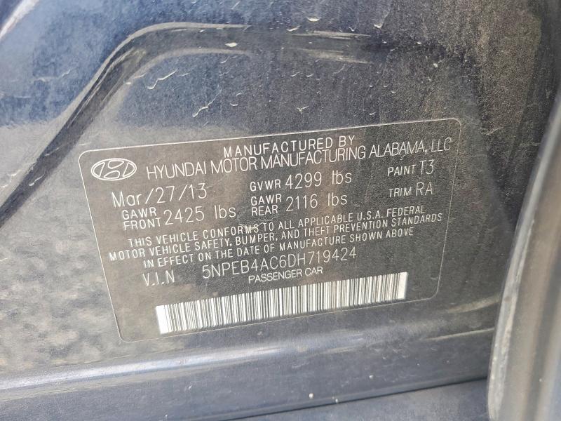 Продажа на аукционе авто 2013 Hyundai Sonata, vin: 5NPEB4AC6DH719424, номер лота: 65443676