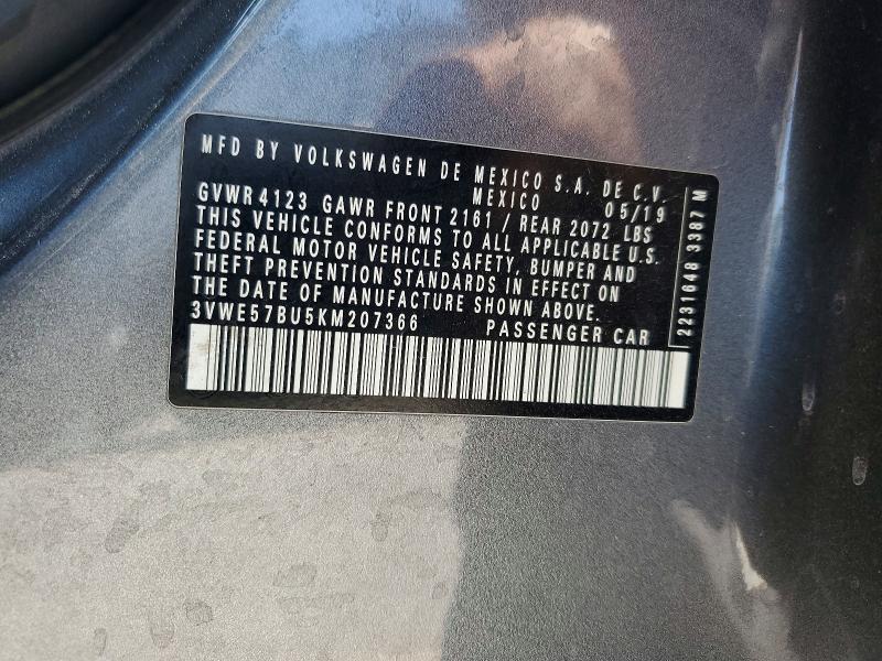 Продажа на аукционе авто 2019 Volkswagen Jetta, vin: 3VWE57BU5KM207366, номер лота: 63544766