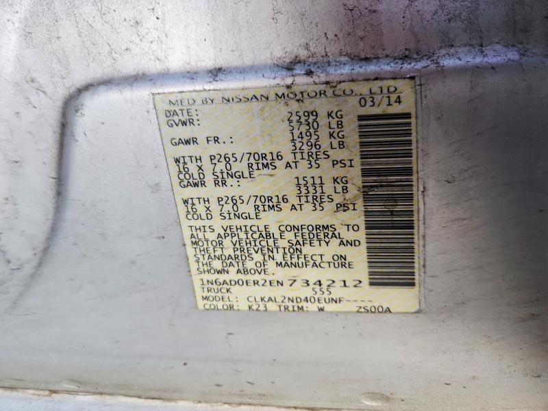 65572666 :رقم المزاد ، 1N6AD0ER2EN734212 vin ، 2014 Nissan Frontier مزاد بيع