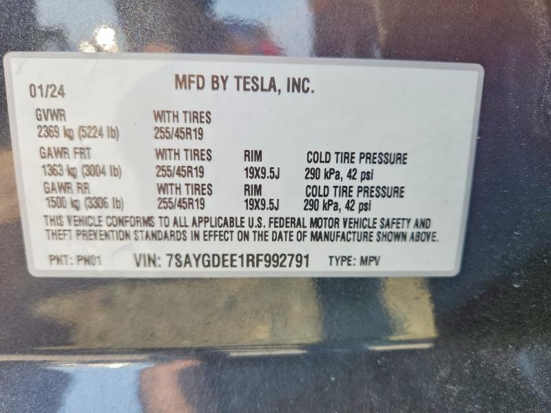 Aukcja sprzedaży 2024 Tesla Model Y, vin: 7SAYGDEE1RF992791, numer aukcji: 63679396