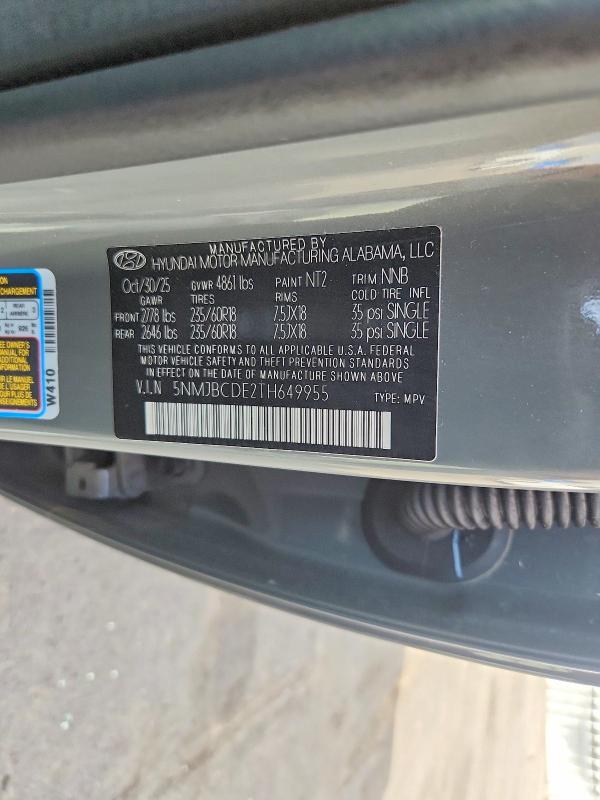 65094046 :رقم المزاد ، 5NMJBCDE2TH649955 vin ، 2026 Hyundai Tucson مزاد بيع