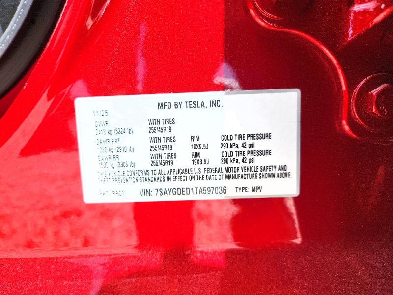 Aukcja sprzedaży 2026 Tesla Model Y, vin: 7SAYGDED1TA597036, numer aukcji: 64655686