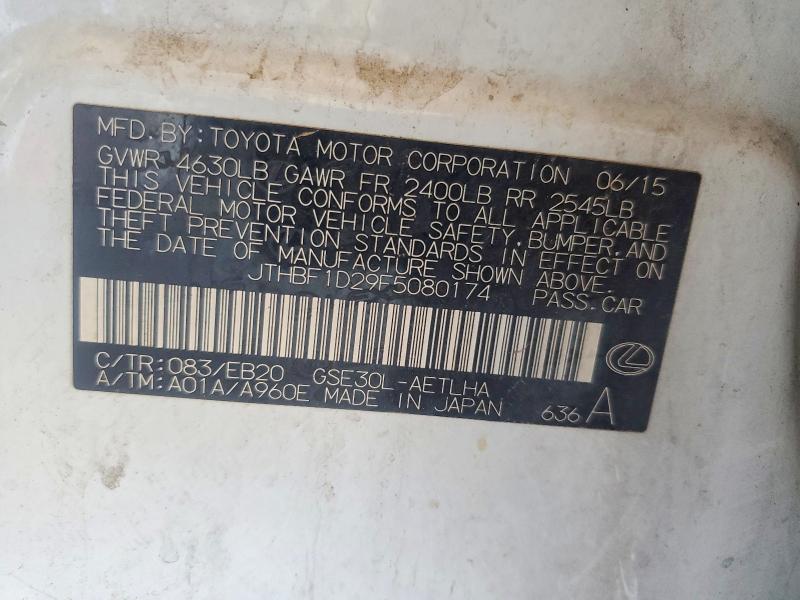 Продаж на аукціоні авто 2015 Lexus Is, vin: JTHBF1D29F5080174, номер лоту: 63263816