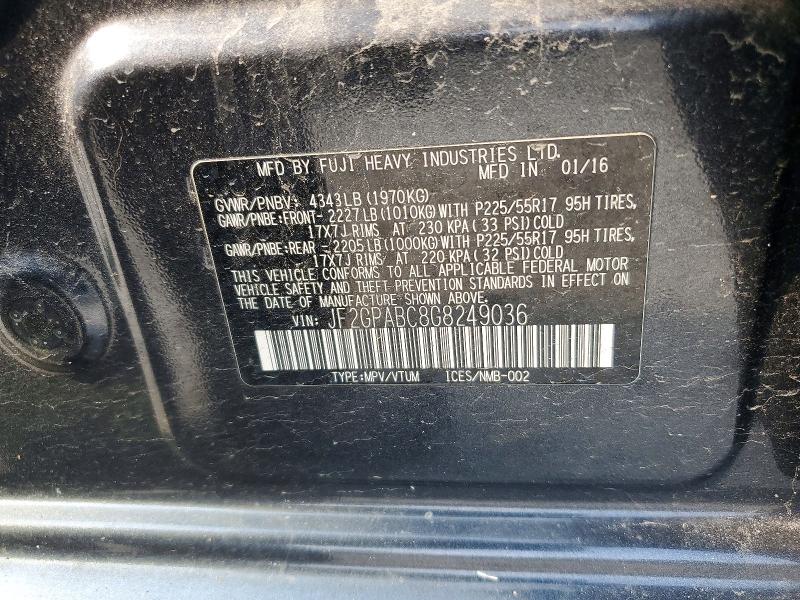 Продажа на аукционе авто 2016 Subaru Crosstrek, vin: JF2GPABC8G8249036, номер лота: 64025336