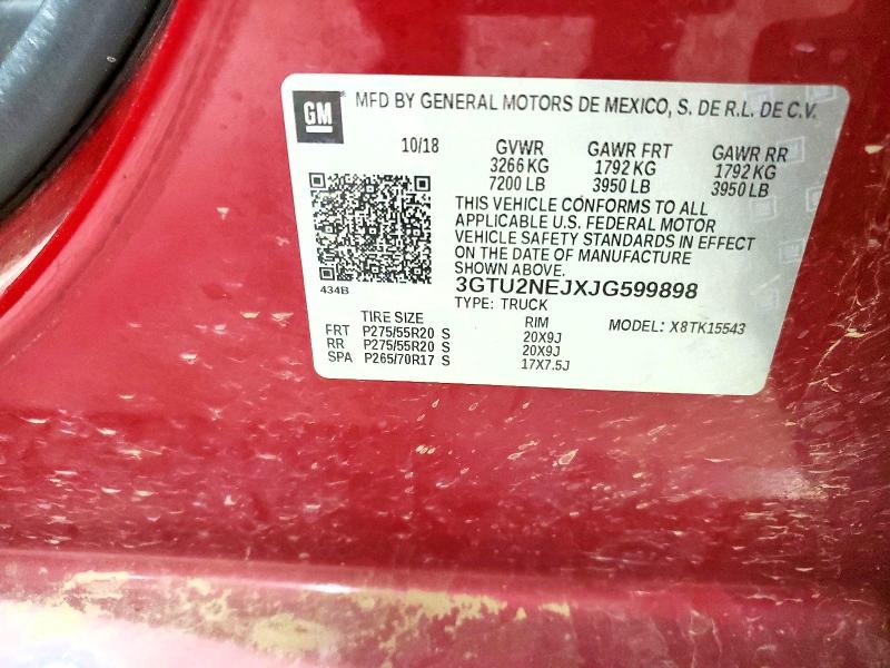 Продаж на аукціоні авто 2018 Gmc Sierra, vin: 3GTU2NEJXJG599898, номер лоту: 64912196