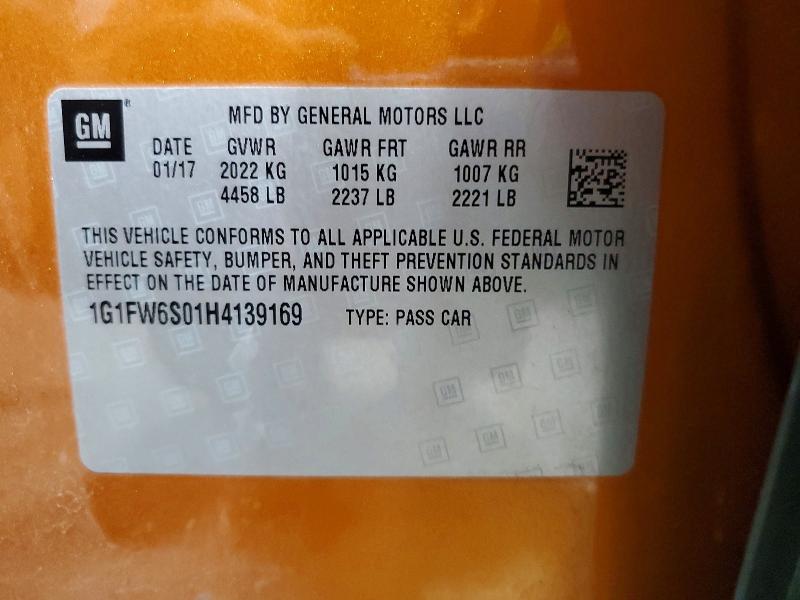 66813136 :رقم المزاد ، 1G1FW6S01H4139169 vin ، 2017 Chevrolet Bolt Ev مزاد بيع