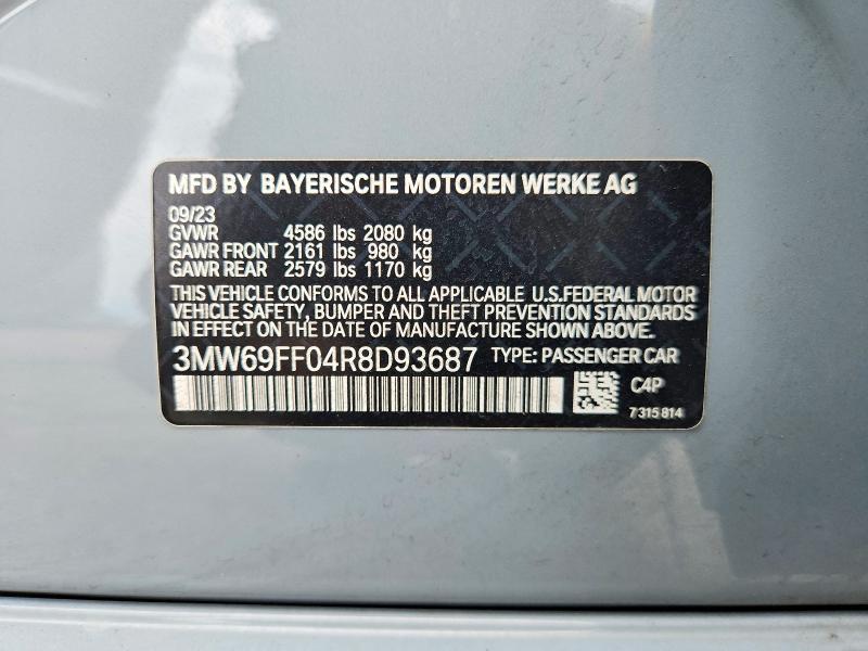 Продаж на аукціоні авто 2024 Bmw 330i, vin: 3MW69FF04R8D93687, номер лоту: 64369106