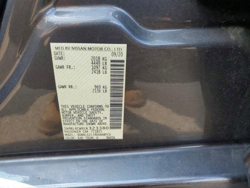 Продаж на аукціоні авто 2020 Nissan Altima, vin: 1N4BL4CWXLN323380, номер лоту: 66574256