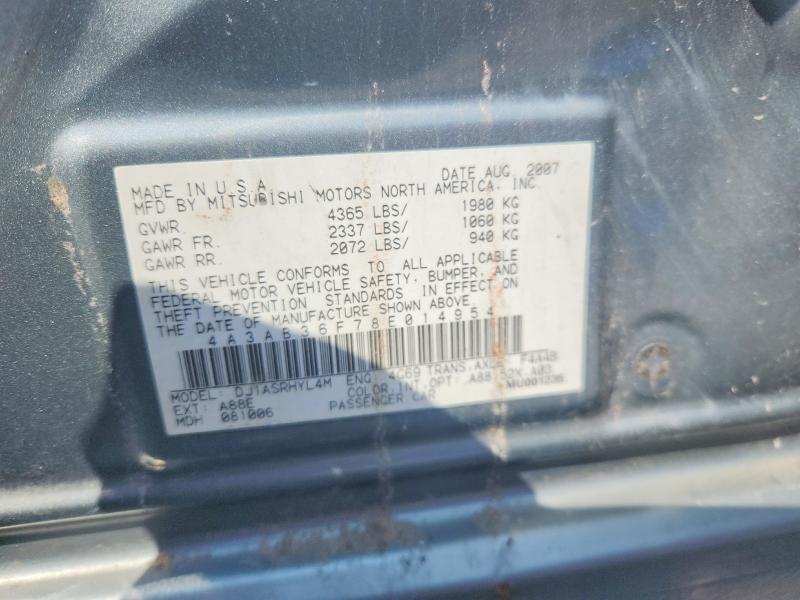 65867606 :رقم المزاد ، 4A3AB36F78E014954 vin ، 2008 Mitsubishi Galant مزاد بيع
