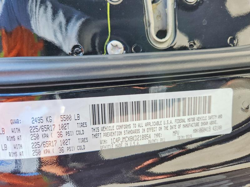 65227646 :رقم المزاد ، 1C4PJMCX8KD218954 vin ، 2019 Jeep Cherokee مزاد بيع