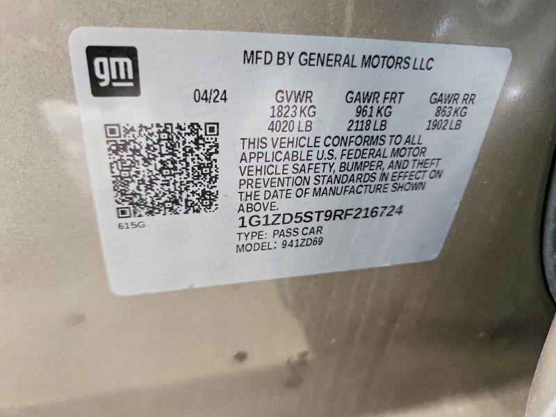 Aukcja sprzedaży 2024 Chevrolet Malibu, vin: 1G1ZD5ST9RF216724, numer aukcji: 65474036