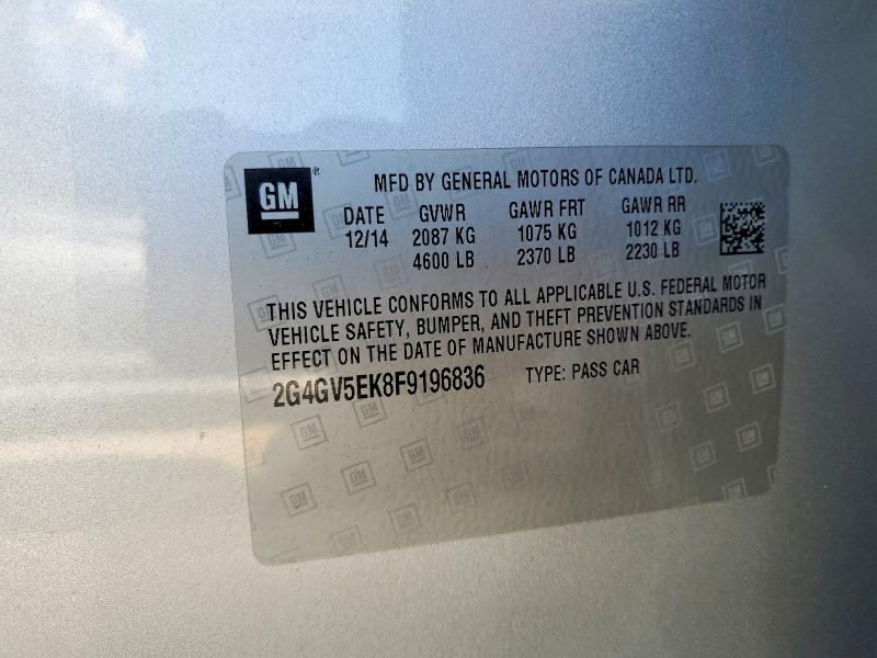 Продаж на аукціоні авто 2015 Buick Regal, vin: 2G4GV5EK8F9196836, номер лоту: 65570436