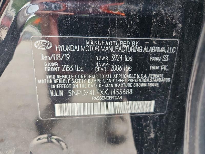 Aukcja sprzedaży 2019 Hyundai Elantra, vin: 5NPD74LFXKH455688, numer aukcji: 63719176
