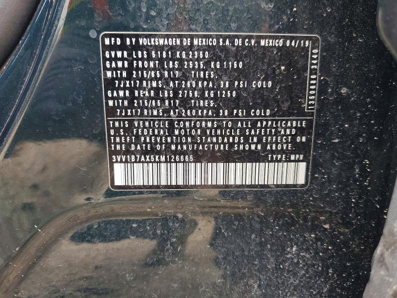 64406566 :رقم المزاد ، 3VV1B7AX5KM126665 vin ، 2019 Volkswagen Tiguan مزاد بيع